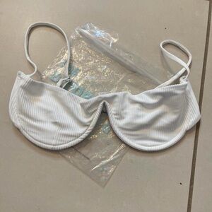 Frankie's Bikinis White Ribbed Bikini Top